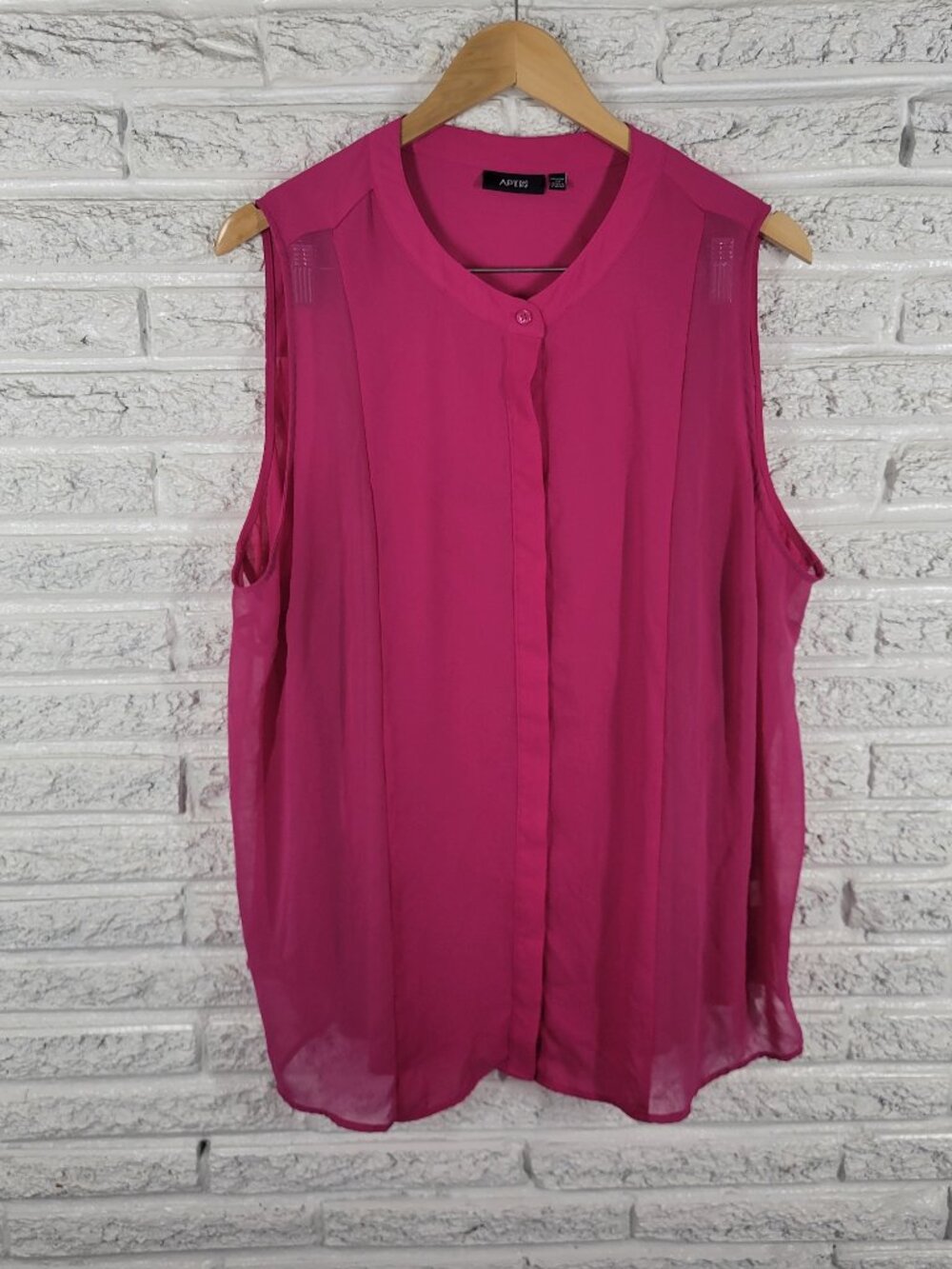 Apt 9 Women's 2X Blouse Purple Sleeveless Button Up Round Neck Plus Size PUR43E